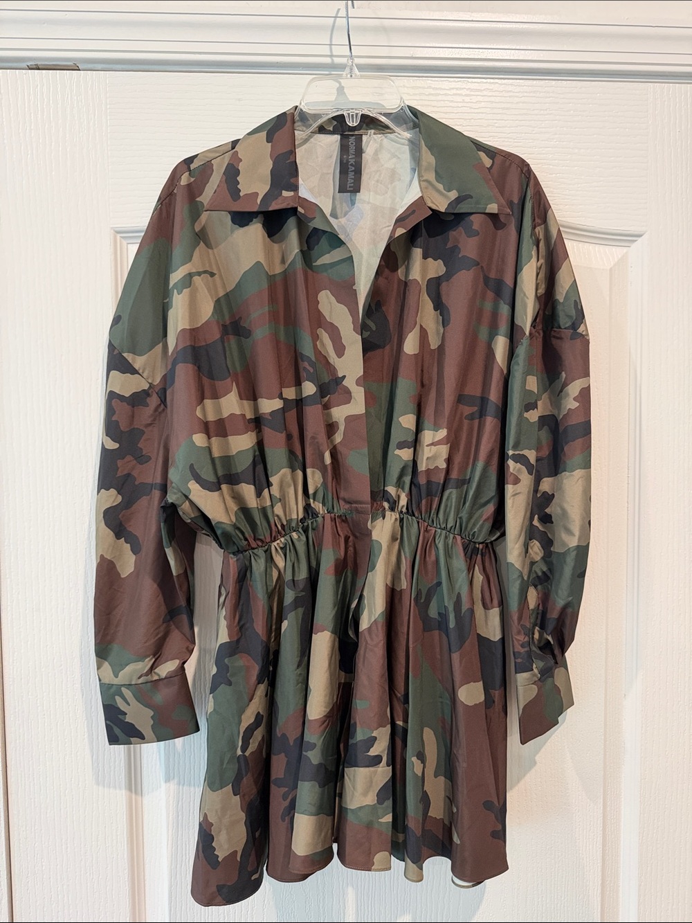 Norma Kamali Camouflage Drawstring-Waist Utility Jacket - Green, Brown, Tan